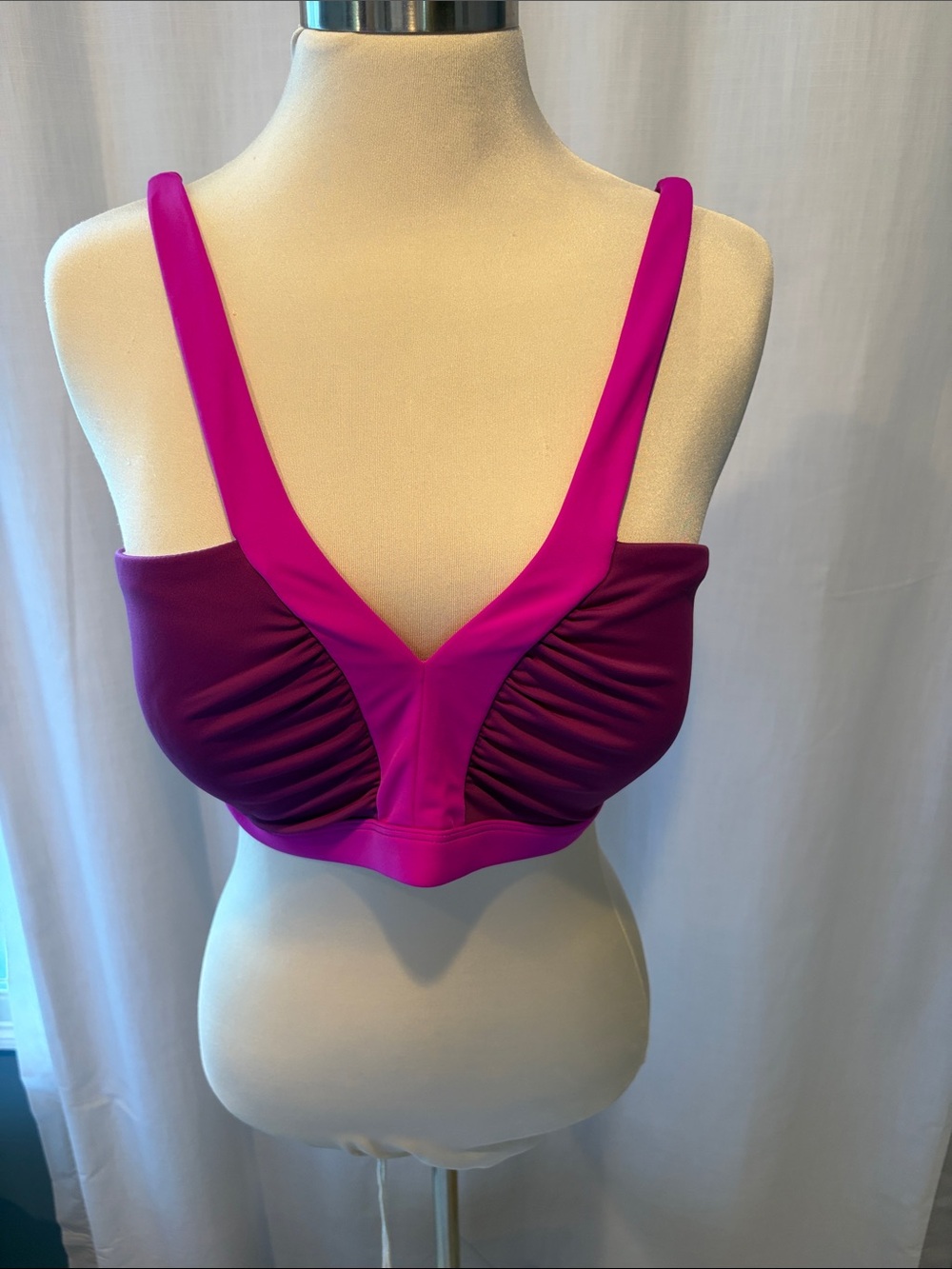 Boden Two-Tone Fuchsia & Plum Bikini Top